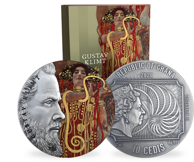 Monnaie unique argentée & colorisée de 2 onces «Gustav Klimt»