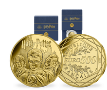 Monnaie officielle de 500 Euros en or pur les 3 sorciers : Harry Potter, Ron & Hermione_2021