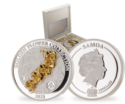 Monnaie en argent dorée à l’or pur «Orchidée» 2021