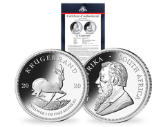 Monnaie d'1 once en argent pur «Krügerrand» Afrique du Sud 2020