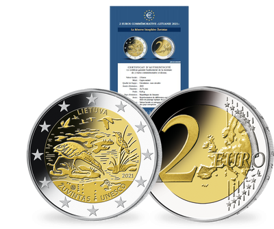 Monnaie commémorative de 2 Euros «Réserve de biosphère de Zuvintas» Lituanie 2021