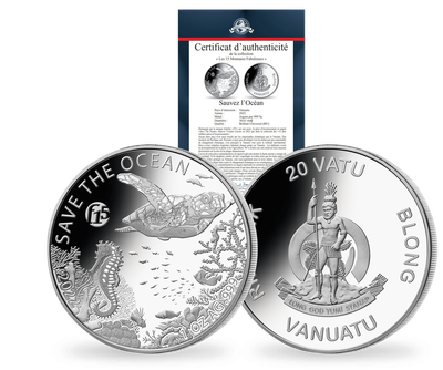 Monnaie d'1 once d'argent pur «Sauvez l’Océan» Vanuatu 2022