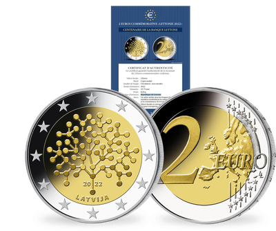 Monnaie commémorative de 2 Euros «Centenaire de la Banque Lettone» Lettonie 2022