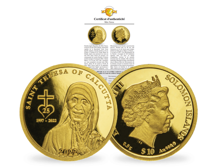 Monnaie en or pur « Mère Teresa » Îles Salomon
