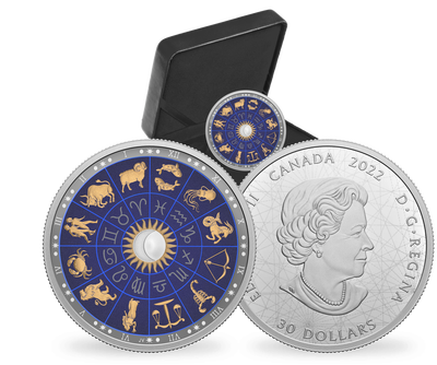 Monnaie photoluminescente de 2 onces d’argent pur «Signes du zodiaque» Canada 2022