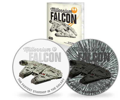 Frappe commémorative argentée & colorisée «Star Wars Millénium Falcon - Secrets Cachés»