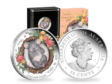 Australien 2021: Silbermünze „Träumender Koala“
