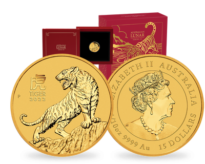 Monnaie d'1/10 d'once d'or le plus pur « Année du Tigre » Australie 2022