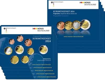 Deutschland Kursmünzensatz 2024 mit allen fünf Prägezeichen ADFGJ					
