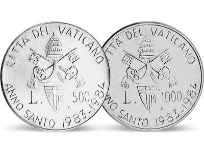 Papst Johannes Paul II.: 2 Silbermünzen aus dem Vatikanstaat