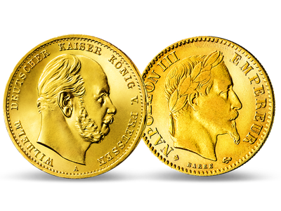 Die Gegner des Krieges 1871 − Wilhelm I. - Napoleon III. in Gold