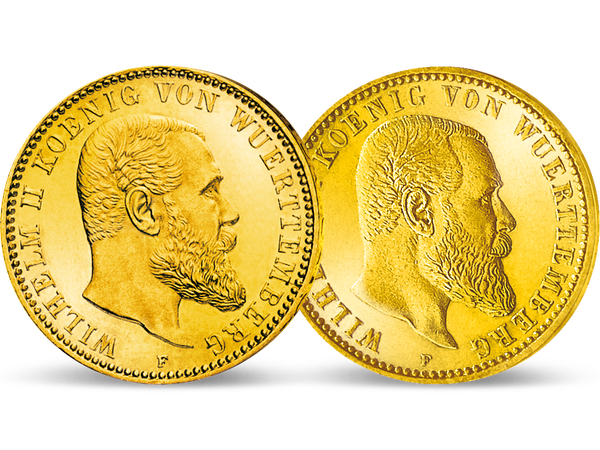 Das 2er-Gold-Set zu 10 und 20 Mark von König Wilhelm II. von Württemberg