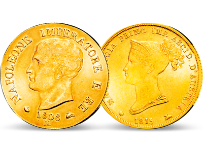 Napoleon I. und seine Prinzessin − Zwei einzigartige 40-Lire-Münzen