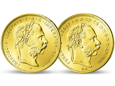 2er Set: Original 8-Gulden-Goldmünzen aus Österreich/Ungarn!