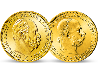 Preußen und Österreich im Krieg − 2er-Set Gold 10 Mark und 10 Kronen