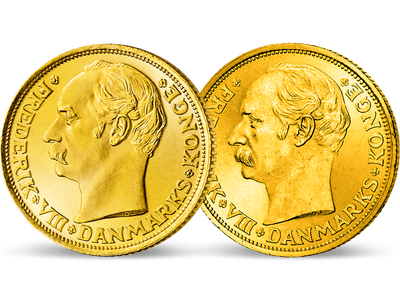 Das erste dänische Gold des 20. Jh. − 2er-Set Friedrich VIII. 10&20 Kronen