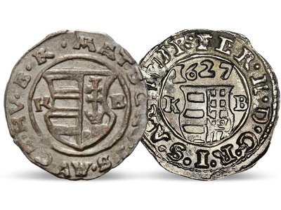 Zwei ungarische Könige in Silber − 2er-Set Ungarn, Denar 1608-1637