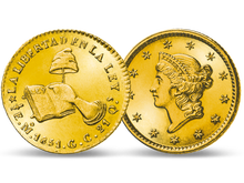 Das Set vereint zwei Goldmünzen der Kontrahenten des Mexikanisch-Amerikanischen Krieges.