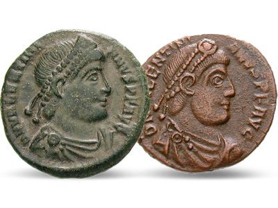 Münzen künden von Siegen – 2er-Set Bronze 364-375 n. Chr. Valentinian I.