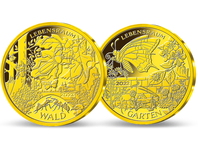 Die Gold-Ergänzungsprägungen zur 5-Euro-Münzenserie „Wunderwelt Insekten“				
