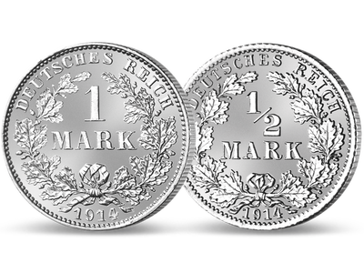 1 Mark und 1/2 Mark in Silber