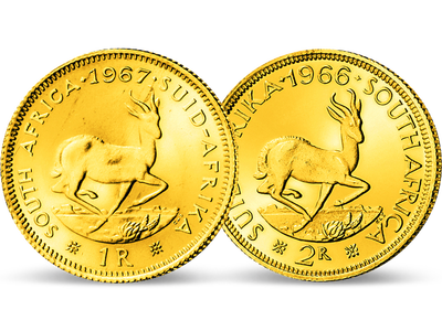 Wählen Sie Ihren Rand aus Gold − Südafrika, 1 oder 2 Rand Gold