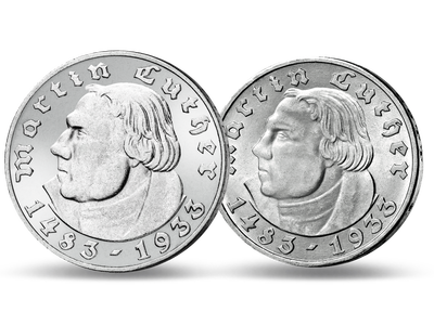Erstes Münzportrait Luthers − Set 2 und 5 Reichsmark 1933