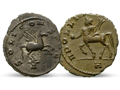 Antike Fabelwesen-Zentaur & Pegasus − 2er-Set Bronze-Antoninian 260-268