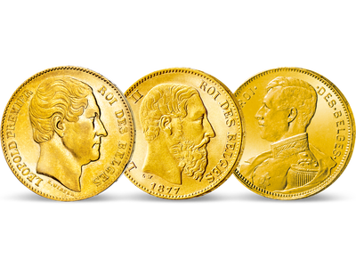 Belgiens erste drei Könige in Gold − 3er-Set 20 Francs 1865-1914