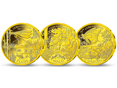 Die Gold-Ergänzungsprägungen zur 5-Euro-Münzenserie „Wunderwelt Insekten“