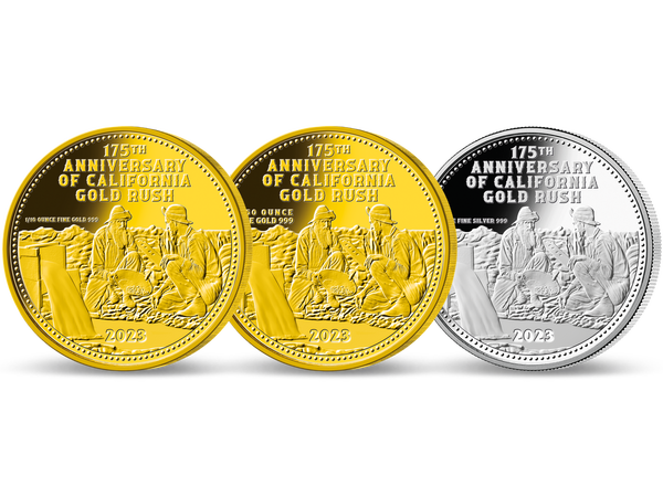175 Jahre Kalifornischer Goldrausch - Premium Gedenkmünzen aus reinstem Gold und Silber!