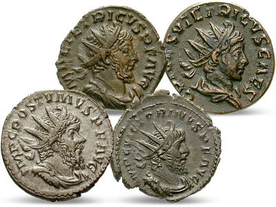 Die Münzen des Gallischen Reiches − 4er-Set Rom, Antoninian 260-274