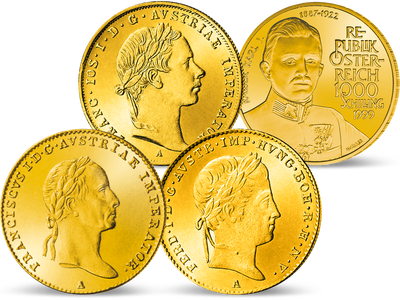 Alle Kaiser Österreichs in Gold − 4er-Komplett-Set 1792-1999