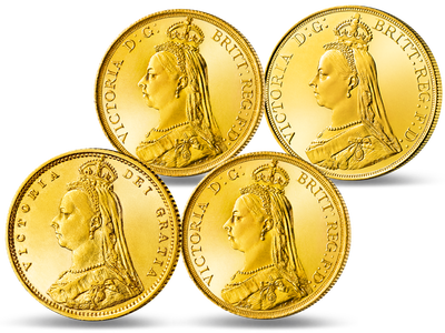 Victorias goldener Jubiläumssatz − 4er-Set 1/2 bis 5 Pfund 1887-1893