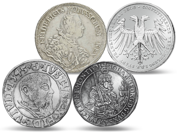 Von der Reformation zur Revolution: Vier Silbermünzen verkörpern vier der wichtigsten Kapitel der deutschen Geschichte.