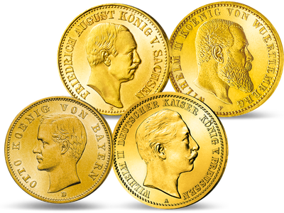 Die letzten Königreiche Deutschlands – 20-Mark-Goldmünzen von 1894 – 1914