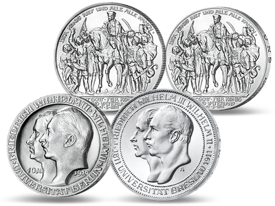 Preußen ehrt Friedrich Wilhelm III. − 4er Set Gedenkmünzen 1910-1913