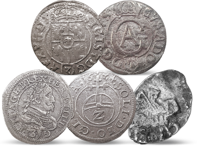 Das Geld des 30-jährigen Krieges – 5 echte Silbermünzen von 1613-1645