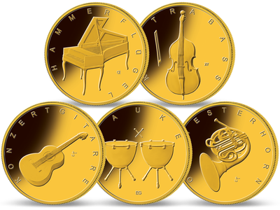Komplett-Set der offiziellen deutschen 50-Euro-Goldmünzen 2018-2022 