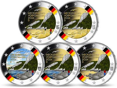 Die faszinierenden farbveredelten deutschen 2-Euro-Münzen als Komplettsätze