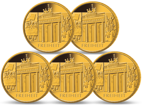 Der Komplettsatz der offiziellen deutschen 100-Euro-Goldmünze 2022 
