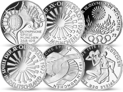 Deutsche 10-DM-Silber-Gedenkmünzen 1972 komplett