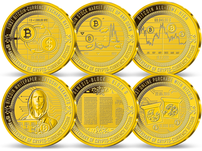 15 Jahre Kryptowährung Bitcoin - vollvergoldetes Komplettset