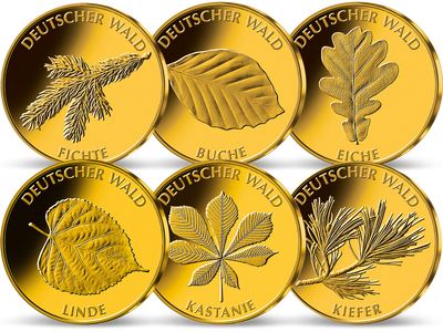 Komplett-Set der 20-Euro-Goldmünzen „Deutscher Wald“
