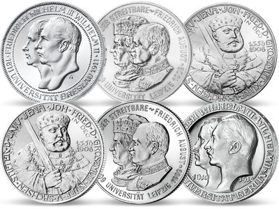 Silber zu Ehren der Universitäten − 2 und 3-Mark Kaiserreich 1908-1911