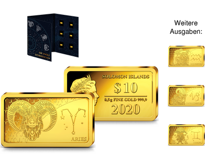 Die 12 Sternzeichen auf Gold-Barrenmünzen – Startlieferung: „Widder“