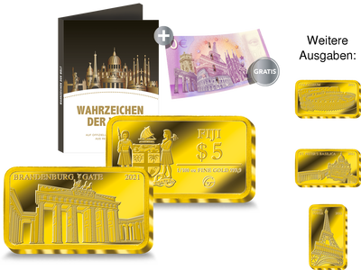 Internationale Wahrzeichen: Goldbarrenmünze „Brandenburger Tor“