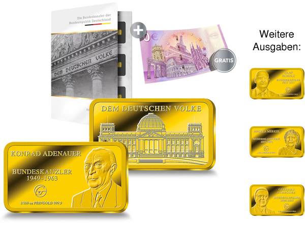 Die Goldbarren-Kollektion zu Ehren der Kanzler und Präsidenten der Bundesrepublik Deutschland