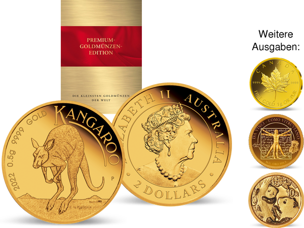 Die kleinsten Goldmünzen der Welt – Startlieferung:  „Mini-Känguru 2022, Australien“