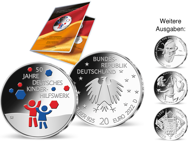 Die deutschen Silber-Gedenkmünzen ab 2022 in Stempelglanz starten mit der Ausgabe 